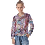 Abstract waves Kids  Long Sleeve T-Shirt with Frill 