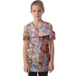 Abstract waves Fold Over Open Sleeve Top