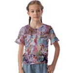 Abstract waves Kids  Cuff Sleeve Scrunch Bottom T-Shirt