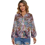 Abstract waves Women s Long Sleeve Button Up Shirt