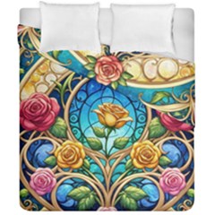 Roses Floral Stained Glass Vibrant Duvet Cover Double Side (California King Size) from ArtsNow.com