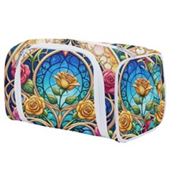 Roses Floral Stained Glass Vibrant Toiletries Pouch from ArtsNow.com