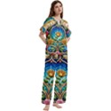 Short Sleeve Long Pants Satin Pajamas Set 