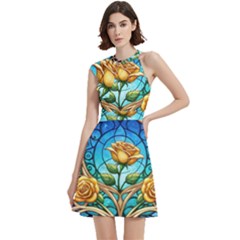 Cocktail Party Halter Sleeveless Dress With Pockets 