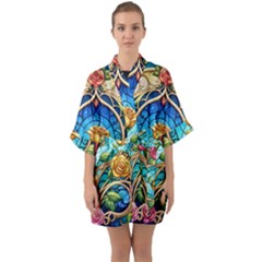 Half Sleeve Satin Kimono  