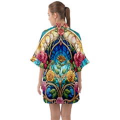 Half Sleeve Satin Kimono  