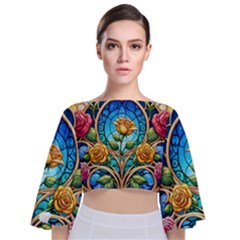 Tie Back Butterfly Sleeve Chiffon Top 