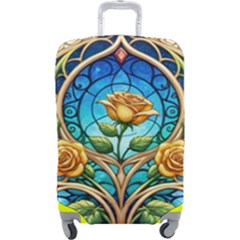 Roses Floral Stained Glass Vibrant Luggage Cover (Large) from ArtsNow.com