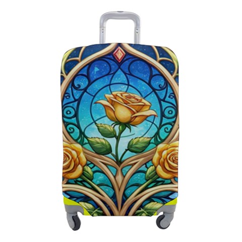 Roses Floral Stained Glass Vibrant Luggage Cover (Small) from ArtsNow.com