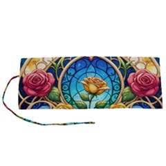 Roses Floral Stained Glass Vibrant Roll Up Canvas Pencil Holder (S) from ArtsNow.com