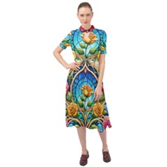 Keyhole Neckline Chiffon Dress 