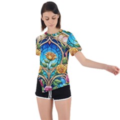 Asymmetrical Short Sleeve Sports T-Shirt 