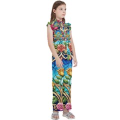 Kids  Sleeveless Ruffle Edge Band Collar Chiffon One Piece 