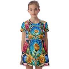 Kids  Short Sleeve Pinafore Style Dress 