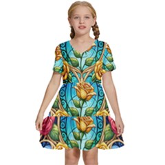 Kids  Short Sleeve Tiered Mini Dress 