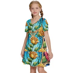 Kids  Short Sleeve Tiered Mini Dress 