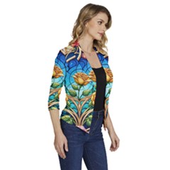 Women s Draped Front 3/4 Sleeve Shawl Collar Jacket 