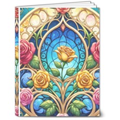 Roses Floral Stained Glass Vibrant 6  x 8  Hardcover Notebook from ArtsNow.com