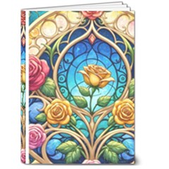 Roses Floral Stained Glass Vibrant 5  x 7  Hardcover Notebook from ArtsNow.com