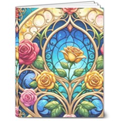 Roses Floral Stained Glass Vibrant 7  x 9  Softcover Notebook from ArtsNow.com