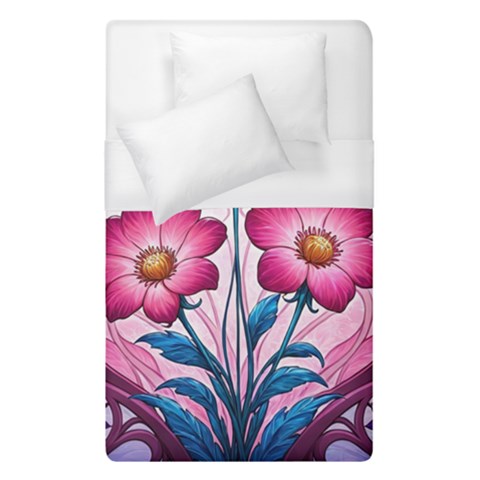 Fantasy Pink Flowers Stained Glass Duvet Cover (Single Size) from ArtsNow.com