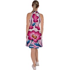 Sleeveless Halter Neck A-Line Dress 