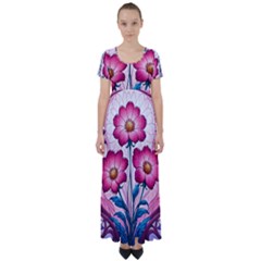 High Waist Short Sleeve Maxi Dress 