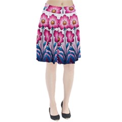 Fantasy Pink Flowers Stained Glass Pleated Skirt from ArtsNow.com