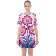 Sixties Short Sleeve Mini Dress 