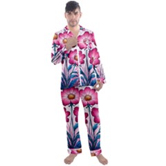 Men s Long Sleeve Satin Pajamas Set 