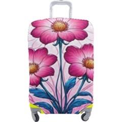 Fantasy Pink Flowers Stained Glass Luggage Cover (Large) from ArtsNow.com