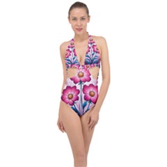 Halter Front Plunge Swimsuit 