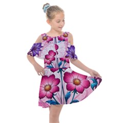 Kids  Shoulder Cutout Chiffon Dress 