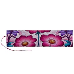 Fantasy Pink Flowers Stained Glass Roll Up Canvas Pencil Holder (L) from ArtsNow.com