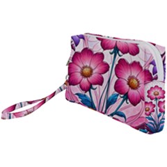 Fantasy Pink Flowers Stained Glass Wristlet Pouch Bag (Small) from ArtsNow.com