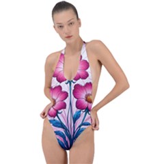 Backless Halter One Piece Swimsuit 