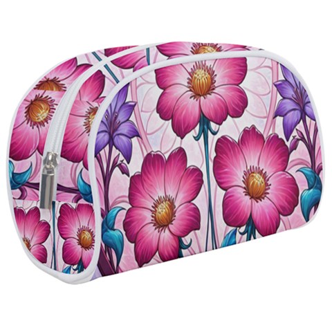 Fantasy Pink Flowers Stained Glass Make Up Case (Medium) from ArtsNow.com