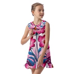 Kids  Pilgrim Collar Ruffle Hem Dress 