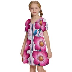 Kids  Short Sleeve Tiered Mini Dress 