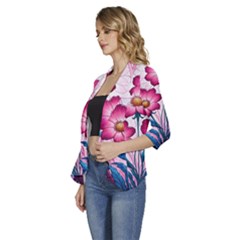 Women s 3/4 Sleeve Ruffle Edge Open Front Jacket 