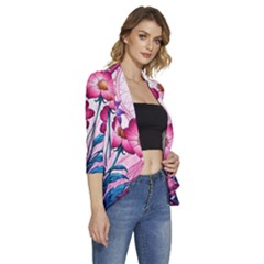 Women s 3/4 Sleeve Ruffle Edge Open Front Jacket 