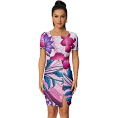 Fitted Knot Split End Bodycon Dress 