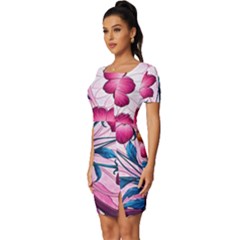 Fitted Knot Split End Bodycon Dress 