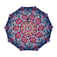 Fantasy Pink Flowers Stained Glass Automatic Folding Umbrella with Case (Large) from ArtsNow.com