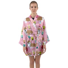 Long Sleeve Satin Kimono 