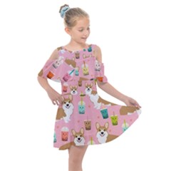 Kids  Shoulder Cutout Chiffon Dress 