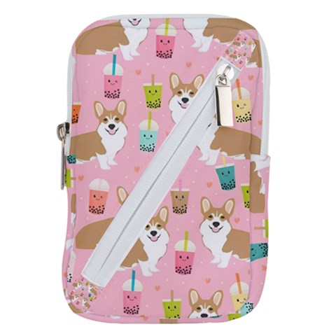 Corgi Bubble Boba Tea Pink Pattern Belt Pouch Bag (Small) from ArtsNow.com