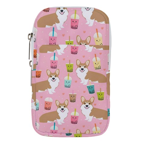 Corgi Bubble Boba Tea Pink Pattern Waist Pouch (Large) from ArtsNow.com