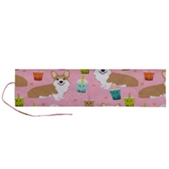 Corgi Bubble Boba Tea Pink Pattern Roll Up Canvas Pencil Holder (L) from ArtsNow.com