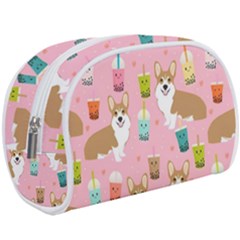 Corgi Bubble Boba Tea Pink Pattern Make Up Case (Large) from ArtsNow.com